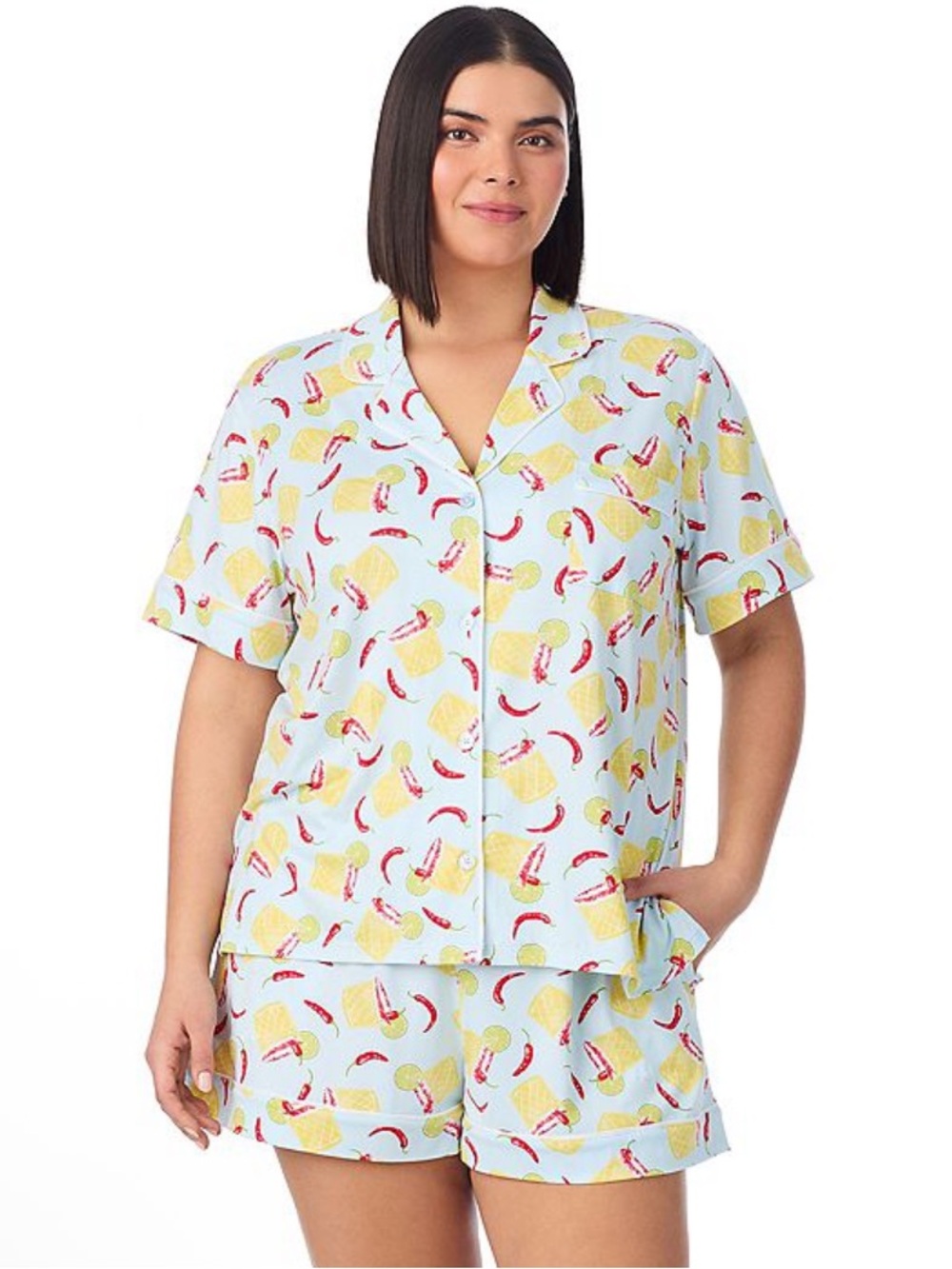 Beauty Sleep Social Spicy Margarita Print Short Sleeves and Pajama Set NWT